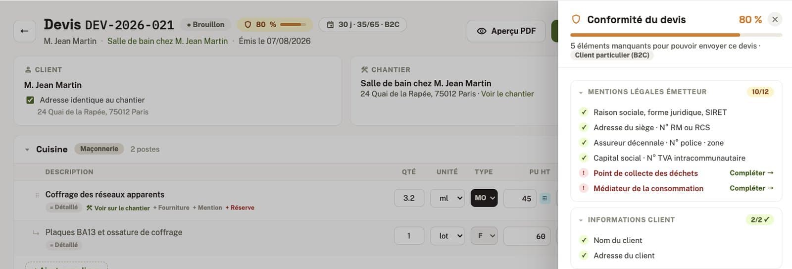 Devis BTP : toutes les mentions obligatoires en 2026