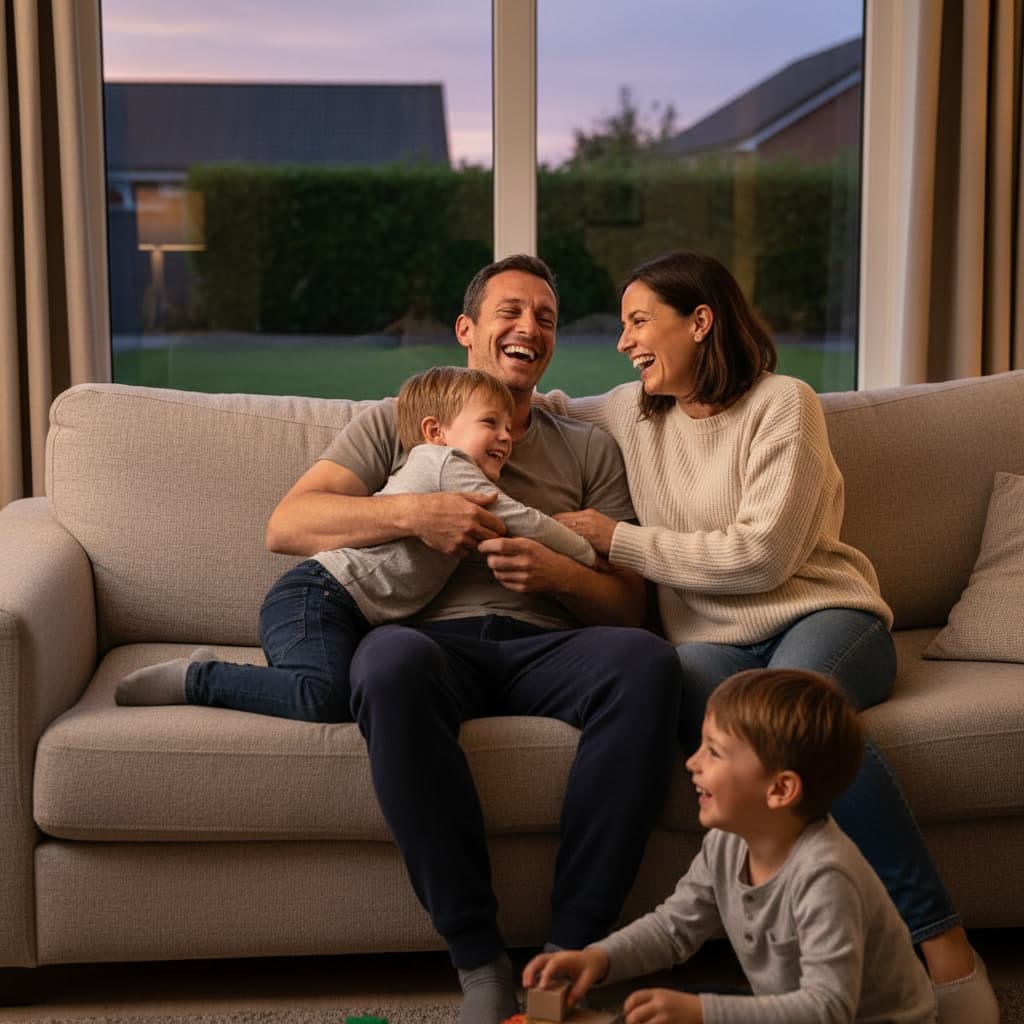 Soirée en famille à la maison, sans paperasse à finir